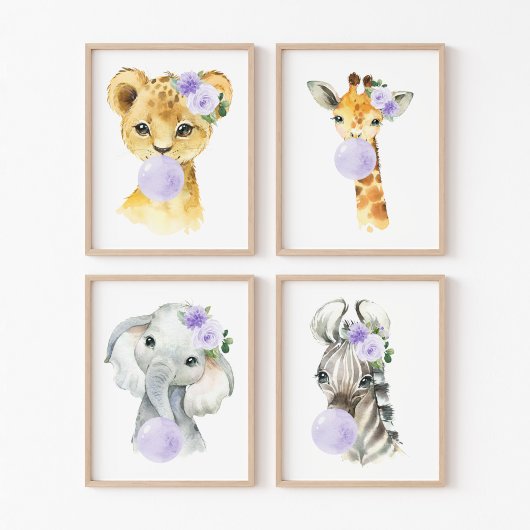 Oerwouden, Paarse kauwgom, geslachtsneutraal Muurkunst Sets