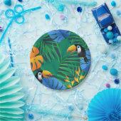Oerwouden palmen, varens en toucans papieren bordje (Feest)