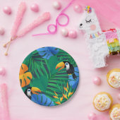 Oerwouden palmen, varens en toucans papieren bordje (Feest)