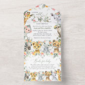 Oerwouden, Safari, Bloemen, Baby shower All In One Uitnodiging (Binnen)