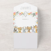 Oerwouden, Safari, Bloemen, Baby shower All In One Uitnodiging (Buitenkant)