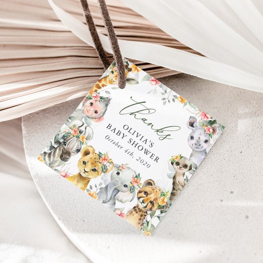Oerwouden, Safari, Bloemen, Baby shower Bedankjes Labels