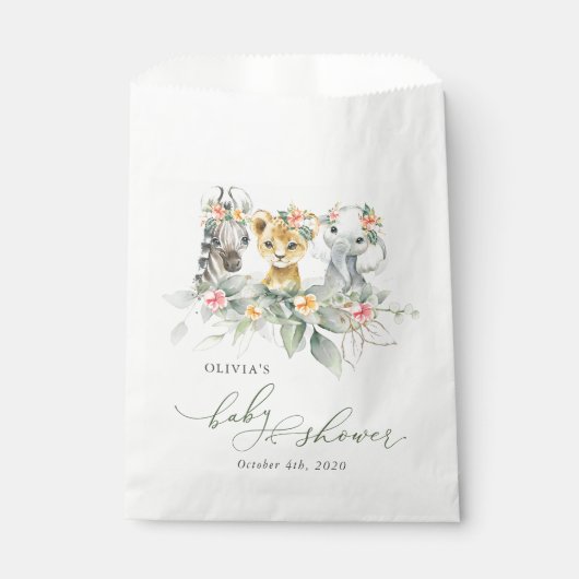 Oerwouden, Safari, Bloemen, Baby shower Bedankzakje (Voorkant)
