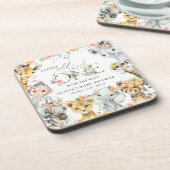 Oerwouden, Safari, Bloemen, Baby shower Bier Onderzetter (Linkerzijde)