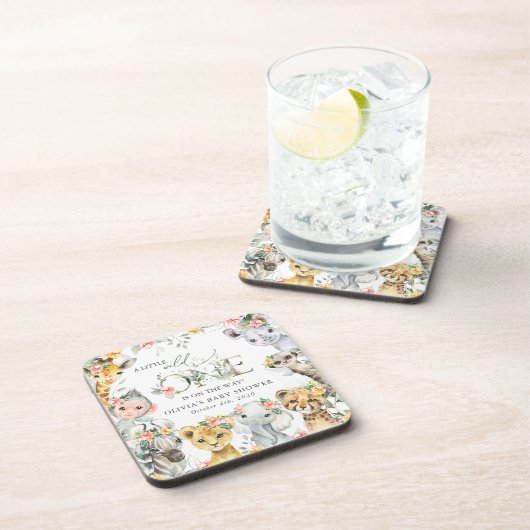 Oerwouden, Safari, Bloemen, Baby shower Bier Onderzetter (Rechterzijde)