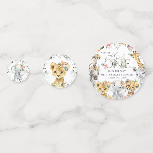 Oerwouden, Safari, Bloemen, Baby shower Confetti (Achterkanten)