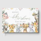 Oerwouden, Safari, Bloemen, Baby shower Gastenboek (Voorkant)