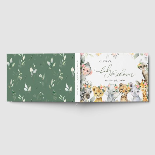 Oerwouden, Safari, Bloemen, Baby shower Gastenboek (Volledig)