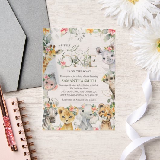 Oerwouden, Safari, Bloemen, Baby shower Vellum Uitnodigingen (Huwelijk)