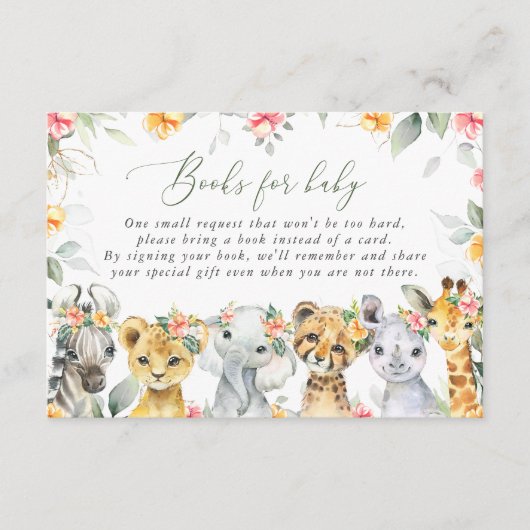 Oerwouden, Safari, Bloemen, Boeken voor Baby Informatiekaartje (Voorkant)