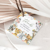 Oerwouden, safari, bloemen, eerste verjaardag bedankjes labels