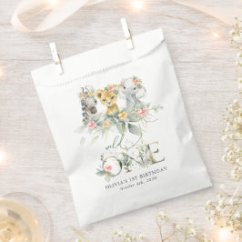 Oerwouden, safari, bloemen, eerste verjaardag bedankzakje