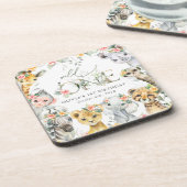 Oerwouden, safari, bloemen, eerste verjaardag bier onderzetter (Linkerzijde)