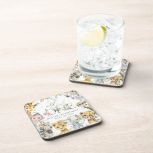 Oerwouden, safari, bloemen, eerste verjaardag bier onderzetter