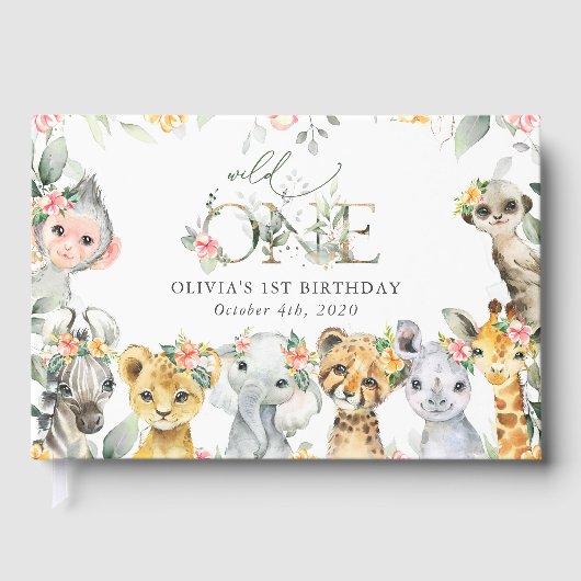 Oerwouden, safari, bloemen, eerste verjaardag gastenboek (Voorkant)