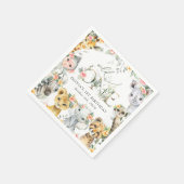 Oerwouden, safari, bloemen, eerste verjaardag servet (Hoek)