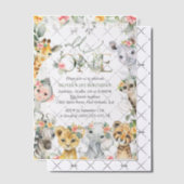 Oerwouden, safari, bloemen, eerste verjaardag vellum uitnodigingen (Offset (Uitnodiging))