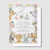 Oerwouden, safari, bloemen, eerste verjaardag vellum uitnodigingen (Offset)