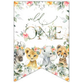 Oerwouden, safari, bloemen, eerste verjaardag vlaggetjes (Eerste vlag)