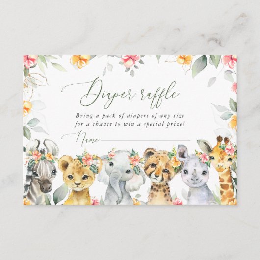 Oerwouden, Safari, Bloemen, Luier Raffle Informatiekaartje (Voorkant)