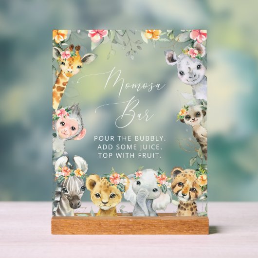 Oerwouden, Safari, Bloemen, Momosa Bar Acryl Bord (Neutraal)