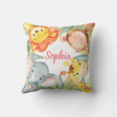 Oerwouden Safari Nursery Baby Girl Pink Cute Kussen (Achterkant)