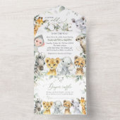 Oerwouden, Safari, Wild One, Baby shower All In One Uitnodiging (Binnen)