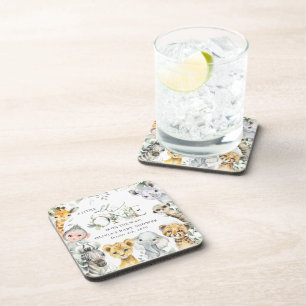 Oerwouden, Safari, Wild One, Baby shower Bier Onderzetter