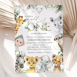 Oerwouden, Safari, Wild One, Baby shower Kaart