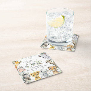 Oerwouden, Safari, Wild One, Baby shower Kartonnen Onderzetters