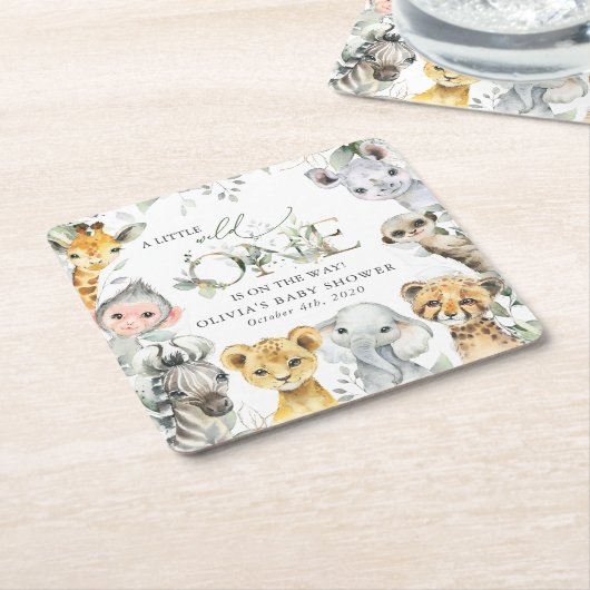 Oerwouden, Safari, Wild One, Baby shower Kartonnen Onderzetters (Schuin)