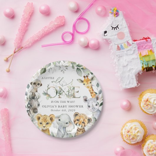 Oerwouden, Safari, Wild One, Baby shower Papieren Bordje (Feest)