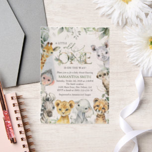 Oerwouden, Safari, Wild One, Baby shower Vellum Uitnodigingen