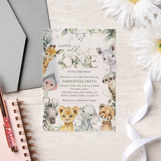 Oerwouden, Safari, Wild One, Baby shower Vellum Uitnodigingen (Huwelijk)