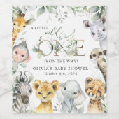 Oerwouden, Safari, Wild One, Baby shower Wijn Etiket (Enkel label)