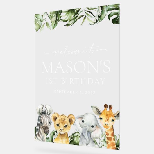 Oerwouden, Safari, Wild One, Birthday Welcome Acryl Bord (Hoek)