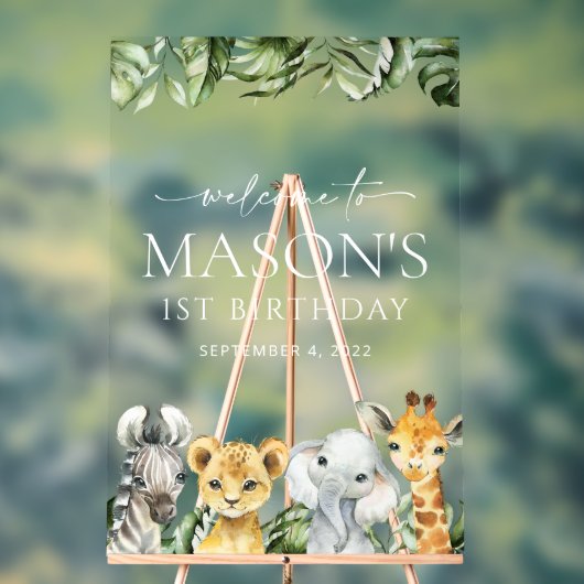 Oerwouden, Safari, Wild One, Birthday Welcome Acryl Bord (Neutraal)