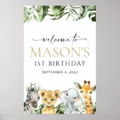 Oerwouden, Safari, Wild One, Birthday Welcome Poster (Voorkant)