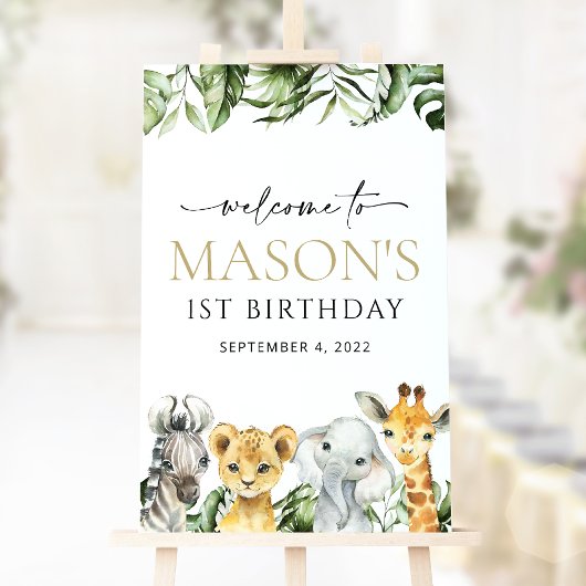Oerwouden, Safari, Wild One, Birthday Welcome Poster