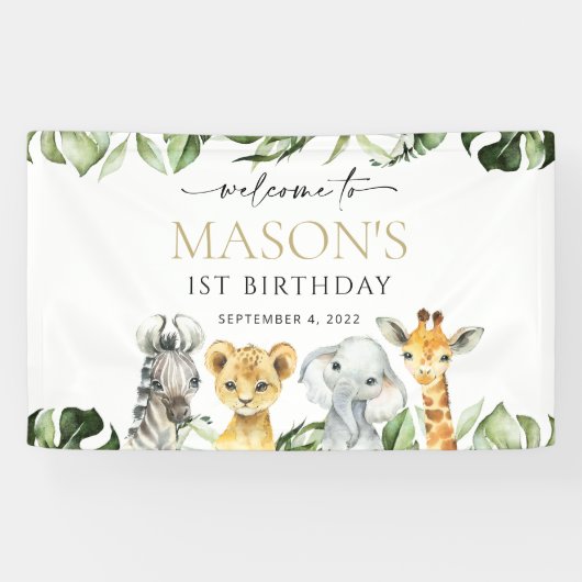 Oerwouden, Safari, Wild One, Birthday Welcome Spandoek (Horizontaal)