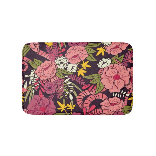 Oerwouden slangen, tropische bloemen, . badmat (Voorkant)