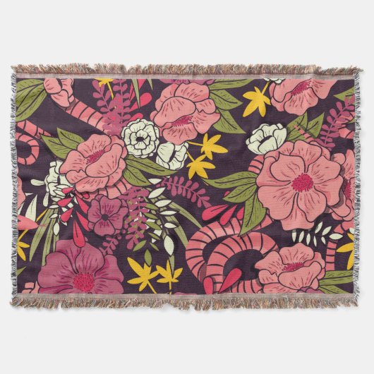 Oerwouden slangen, tropische bloemen, . deken (Voorkant)