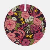 Oerwouden slangen, tropische bloemen, . glas ornament (Achterkant)