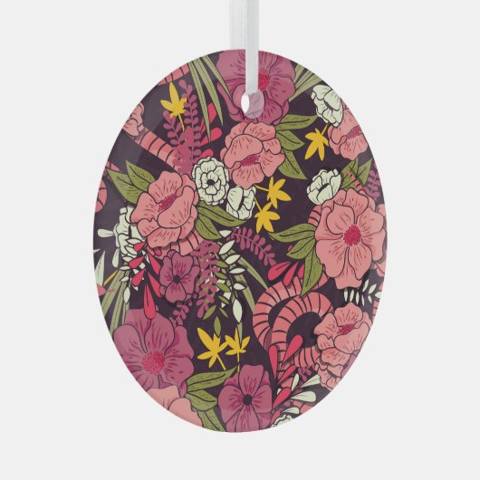 Oerwouden slangen, tropische bloemen, . glas ornament (Voorkant Rechts)