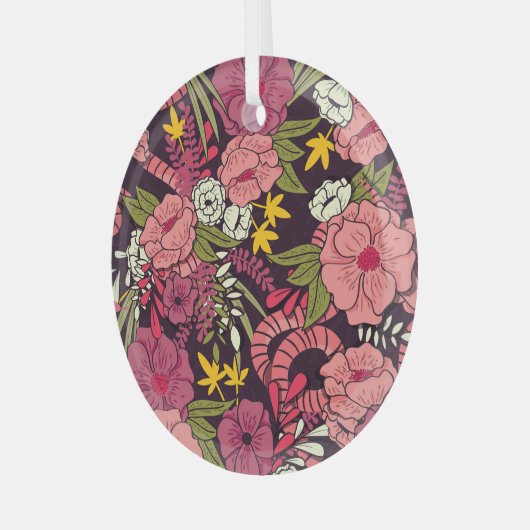 Oerwouden slangen, tropische bloemen, . glas ornament (Voorkant links)