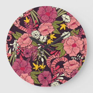 Oerwouden slangen, tropische bloemen, . grote klok