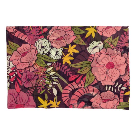 Oerwouden slangen, tropische bloemen, . kussensloop (Voorkant)