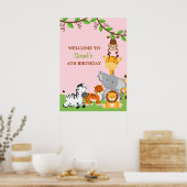 Oerwouden van Cute Safari Birthday Party Poster (Keuken)