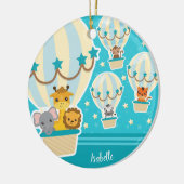 Oerwouden vliegen in warme luchtballonkerst keramisch ornament (Links)