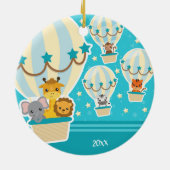 Oerwouden vliegen in warme luchtballonkerst keramisch ornament (Achterkant)